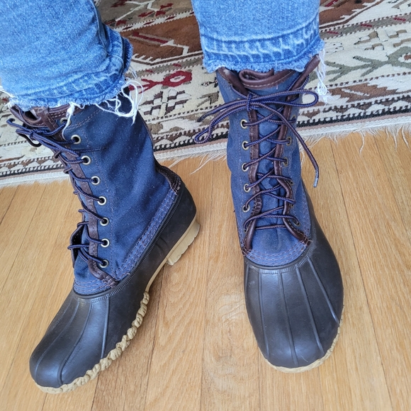 L.L.Bean Waxed Canvas L.L.Bean Signature Duck Boots Hunting Biits - Picture 2 of 16